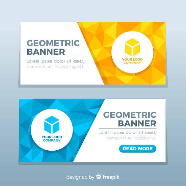 Free vector colorful abstract banners with geometric design