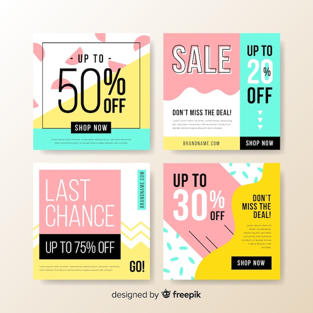 Free Vector colorful abstract sale instagram post collection banners