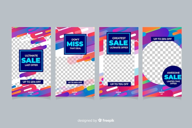 Free Vector colorful abstract sale instagram stories