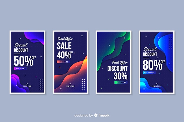 Free Vector colorful abstract sale instagram stories