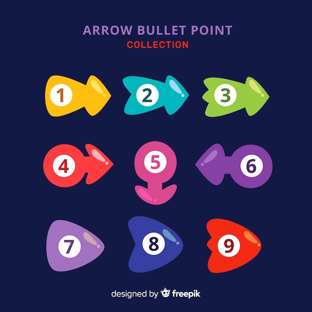 Free Vector colorful arrow bullet point collection