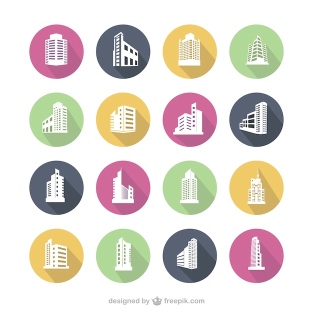 Free Vector colorful building icons