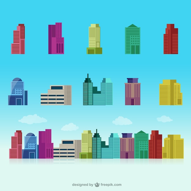 Free Vector colorful buildings collection