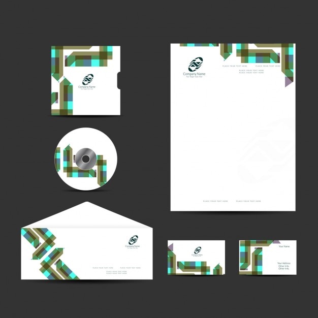 Free Vector colorful business stationery set