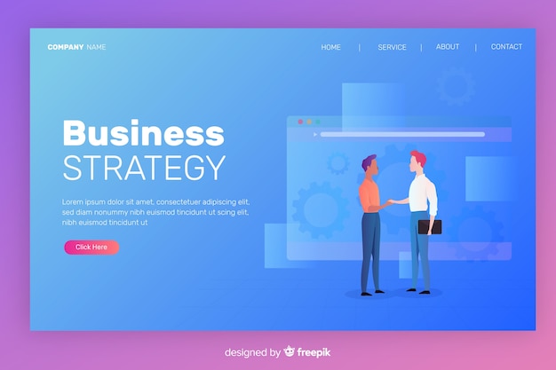 Colorful  business strategy landing page