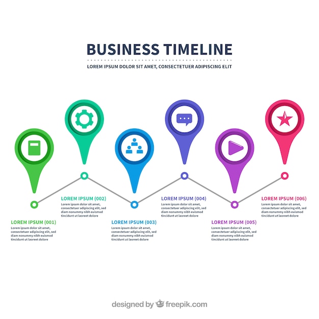 Colorful business timeline with flat design