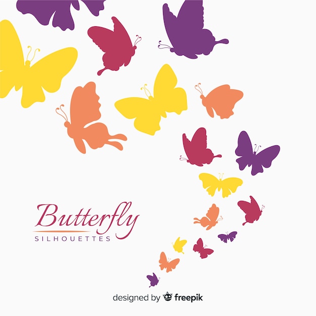 Free Vector colorful butterfly silhouettes background