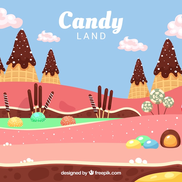 Free Vector colorful candy land background 