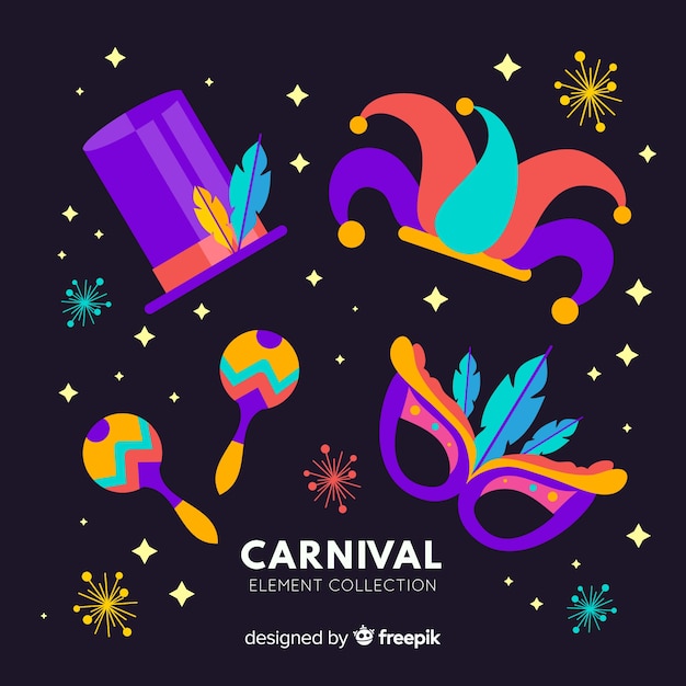 Free Vector colorful carnival elements set