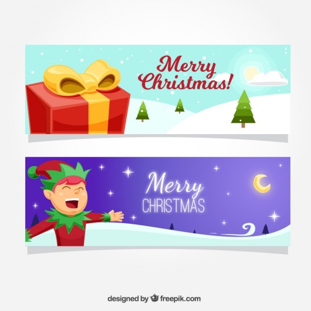 Free vector colorful christmas banners in flat design