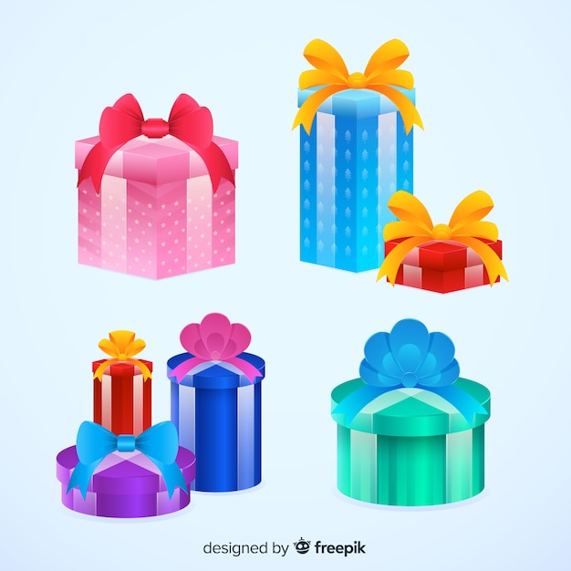 Free Vector colorful christmas gift collection with flat design