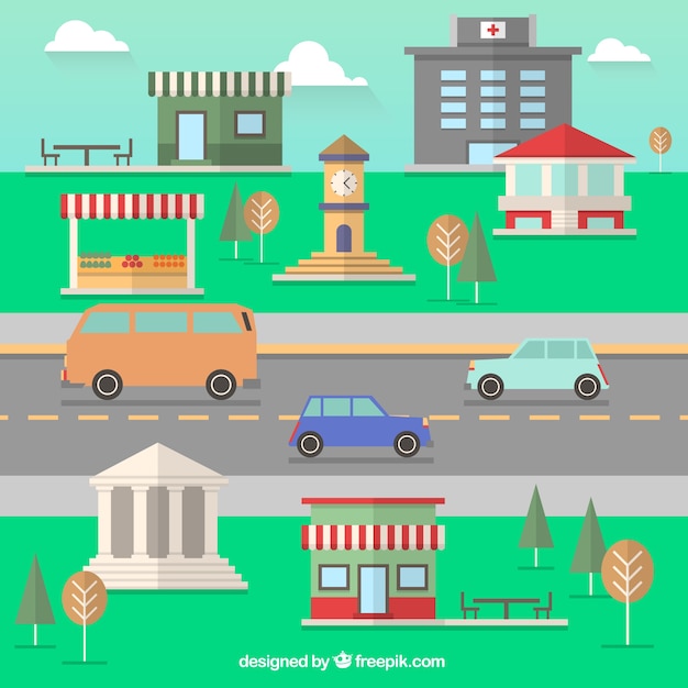 Free Vector colorful city in flat design