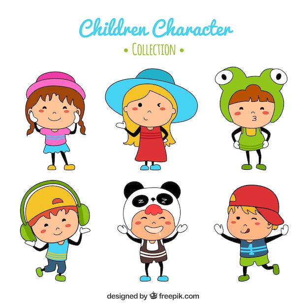 Free vector colorful collection of funny children