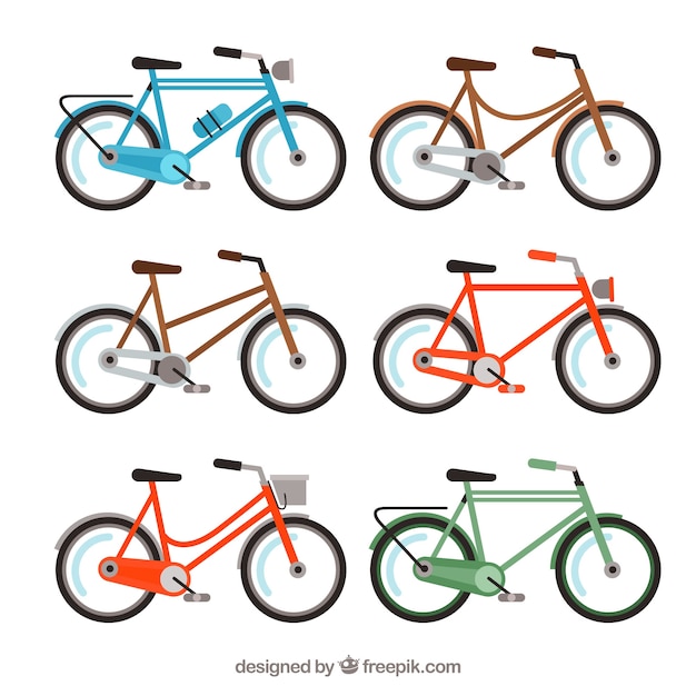 Free Vector colorful collection of modern bicycles