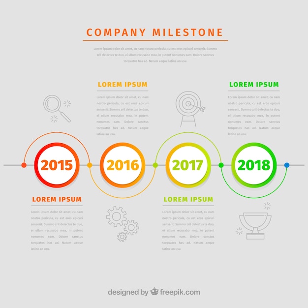 Colorful company milestones with flat design