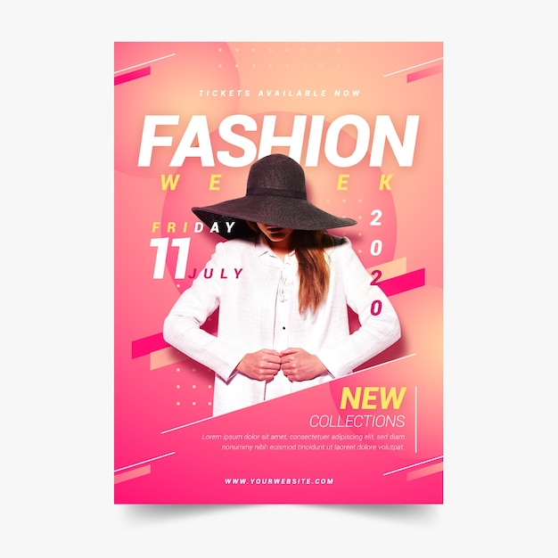 Free vector colorful design fashion poster with photo