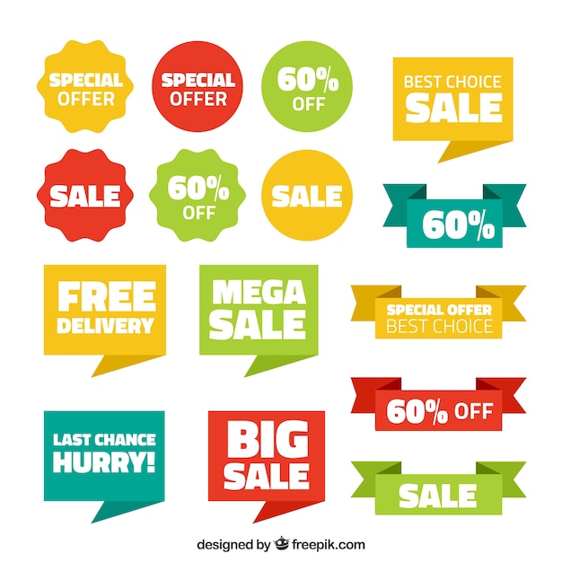 Free vector colorful discount badges