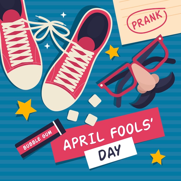 Colorful flat april fools' day illustration