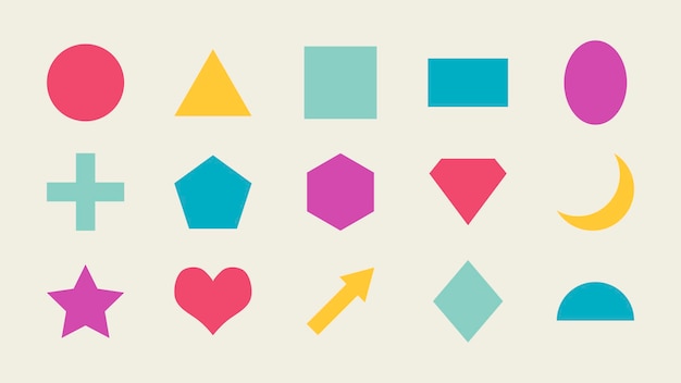 Free vector colorful flat geometric shapes set vector