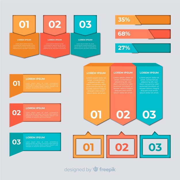 Colorful flat infographic element collection