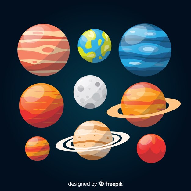 Free Vector colorful flat planet collection