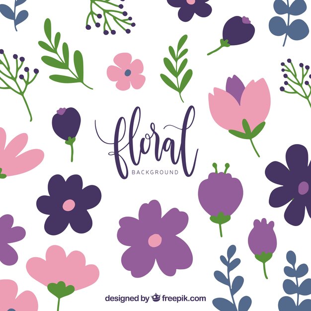 Colorful floral background in flat style