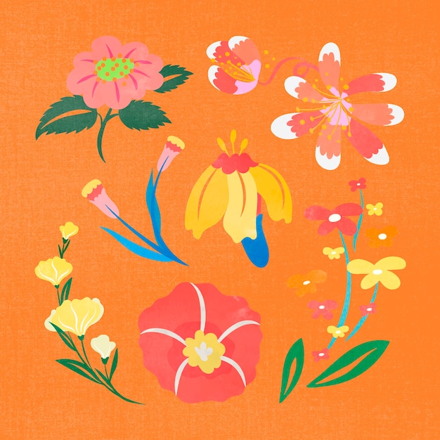 Free vector colorful flower, spring clipart vector illustration