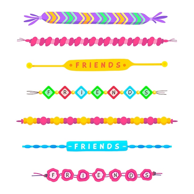 Free Vector colorful friendship band collection