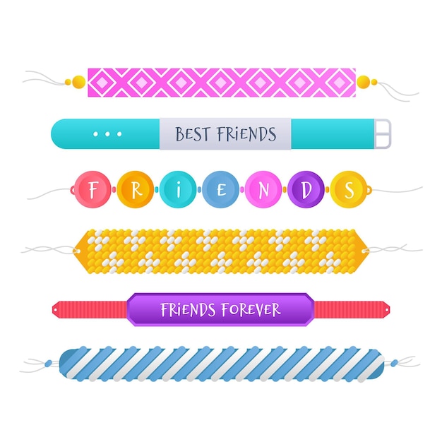 Free Vector colorful friendship band set