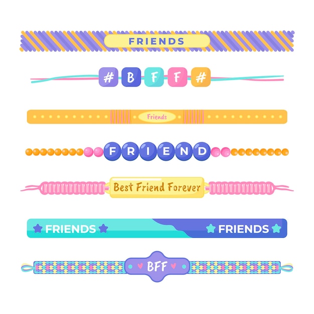 Free Vector colorful friendship bands pack