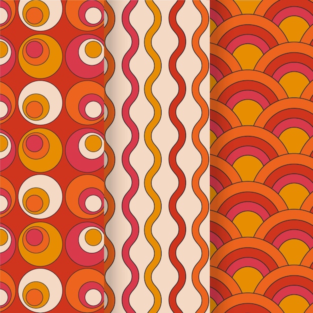 Free Vector colorful geometric groovy pattern collection