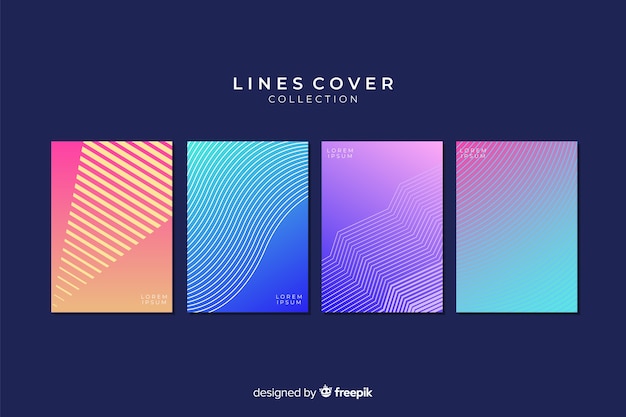 Free Vector colorful geometric lines cover collection