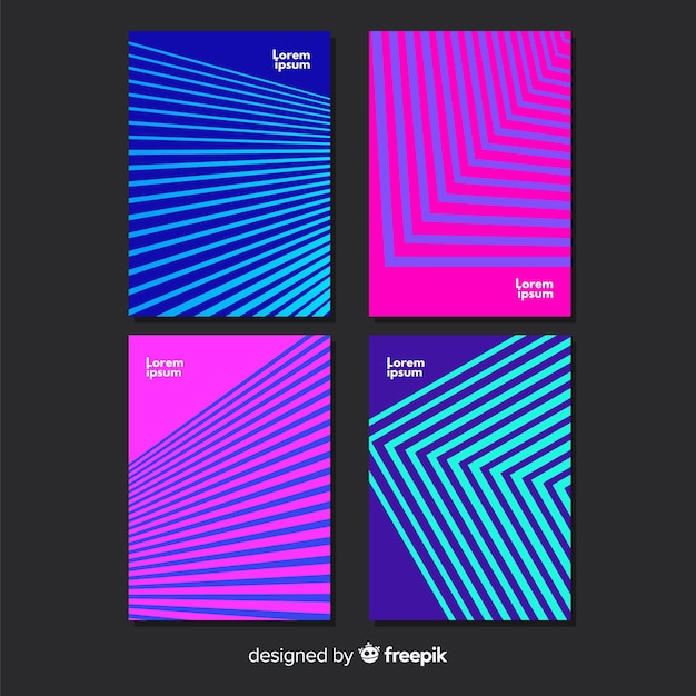 Free Vector colorful geometric lines poster set