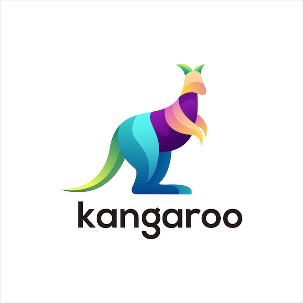 Free Vector colorful gradient kangaroo logo design illustration