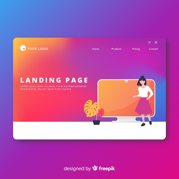 Free vector colorful gradient landing page template