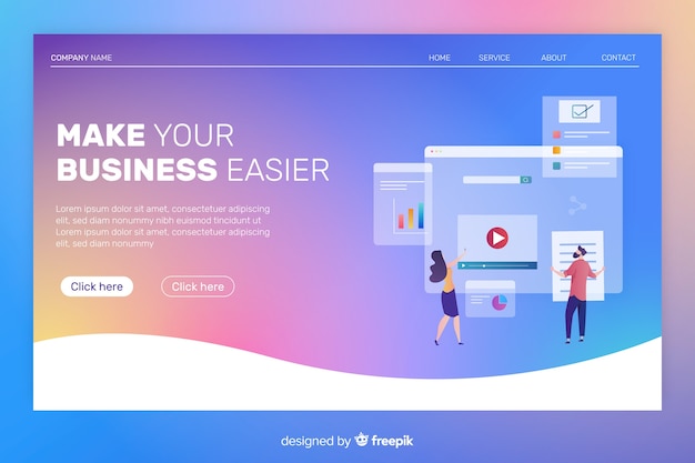 Free vector colorful gradient landing page template