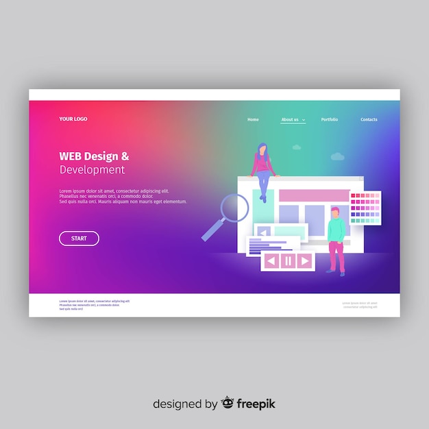 Free vector colorful gradient landing page
