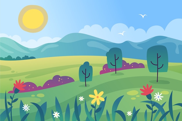 Free vector colorful gradient spring landscape