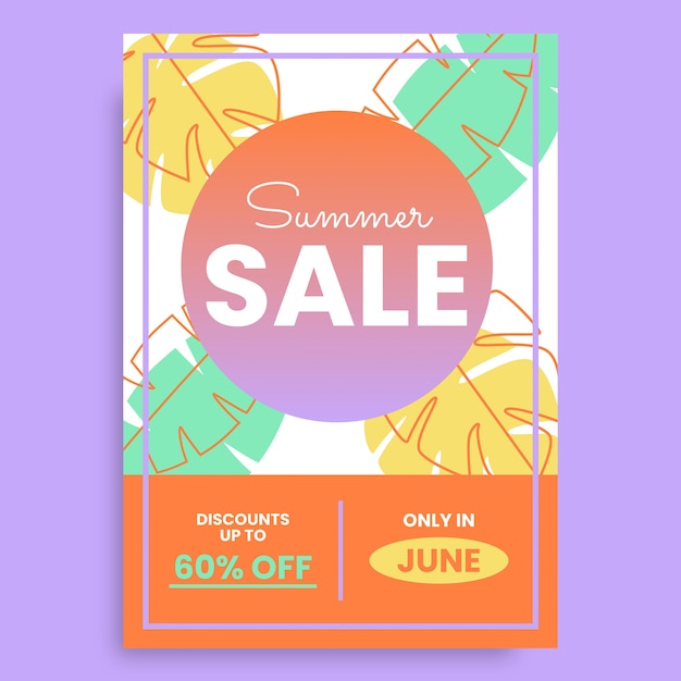 Colorful gradient summer sale poster