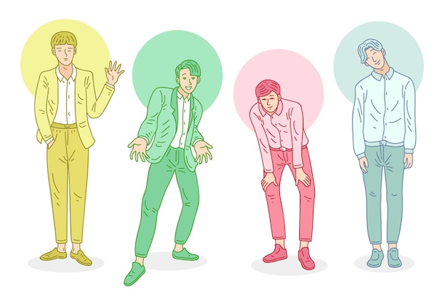 Free Vector colorful group of k-pop boys