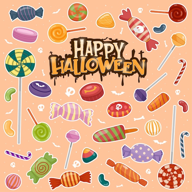 無料Vector 子供、キャンディーのためのカラフルなハロウィーンのお菓子