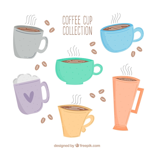 Free Vector colorful hand drawn coffee cup collection