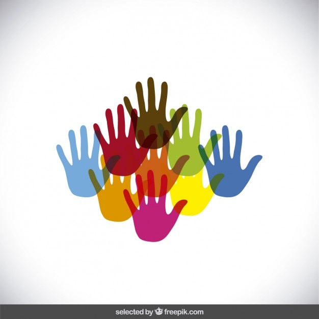 Free Vector colorful hands silhouettes