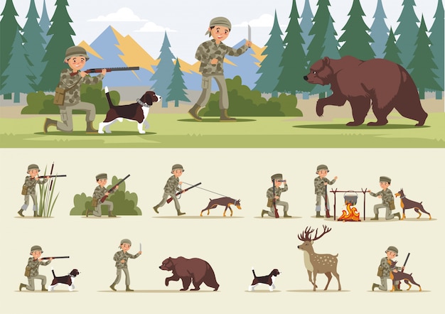 Free vector colorful hunting concept