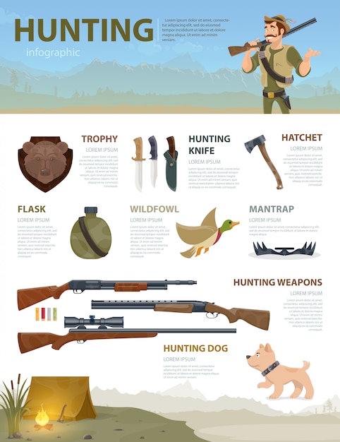 Free Vector colorful hunting infographic concept