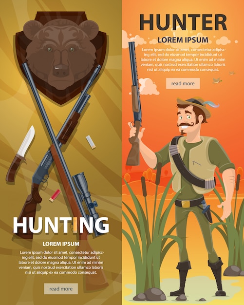 Free vector colorful hunting vertical banners