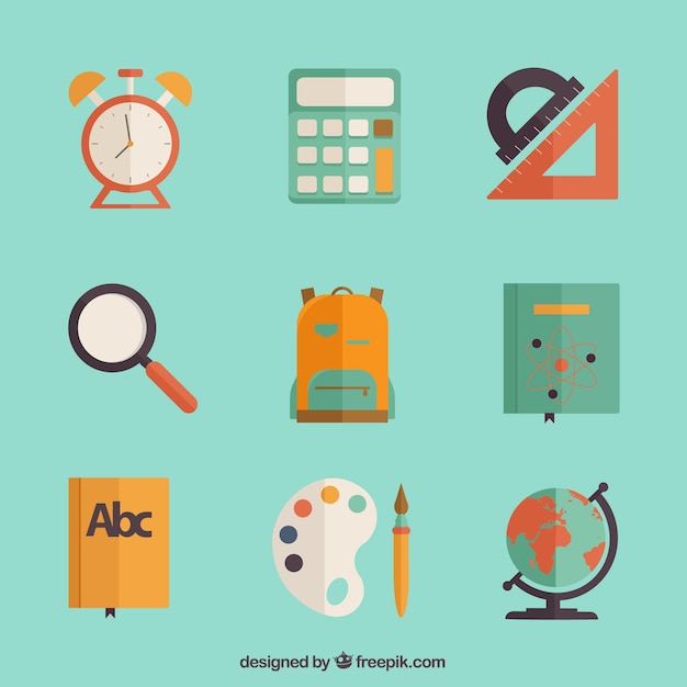 Free vector colorful icons of school items