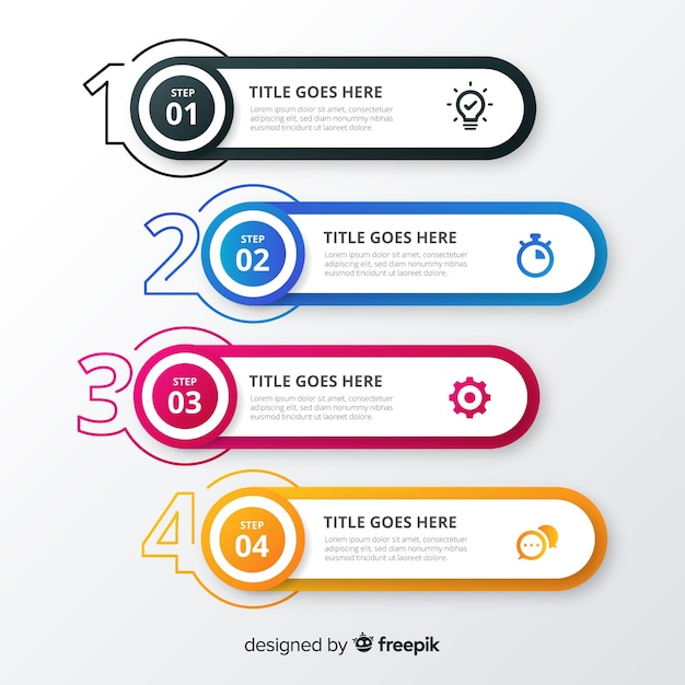 Free vector colorful infographic steps flat design