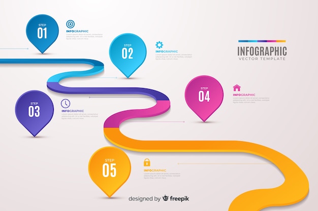 Free vector colorful infographics timeline flat design