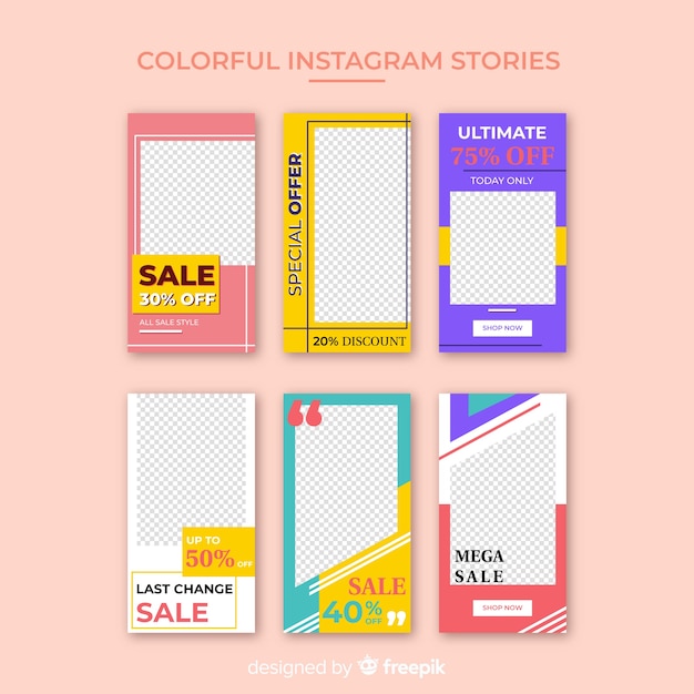 Free vector colorful instagram stories template